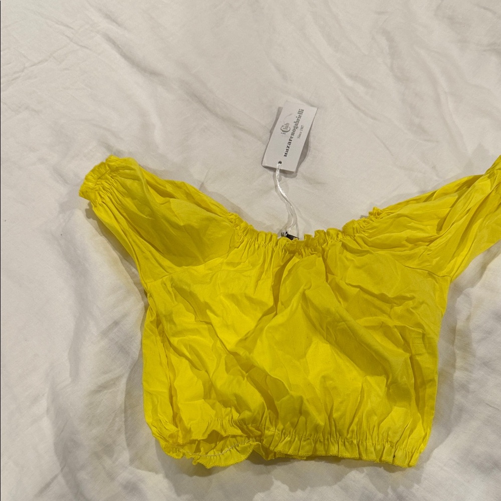 Bright Yellow Off-Shoulder Crop Top from Italy
